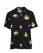 No Boundaries Men's Short Sleeve Button-Down Rayon Shirt Size XL (46-48) New