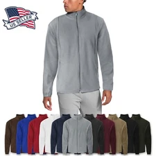 Mens Brushed Micro Fleece Full Zip Up Enclosure Outdoors Sweater Jacket