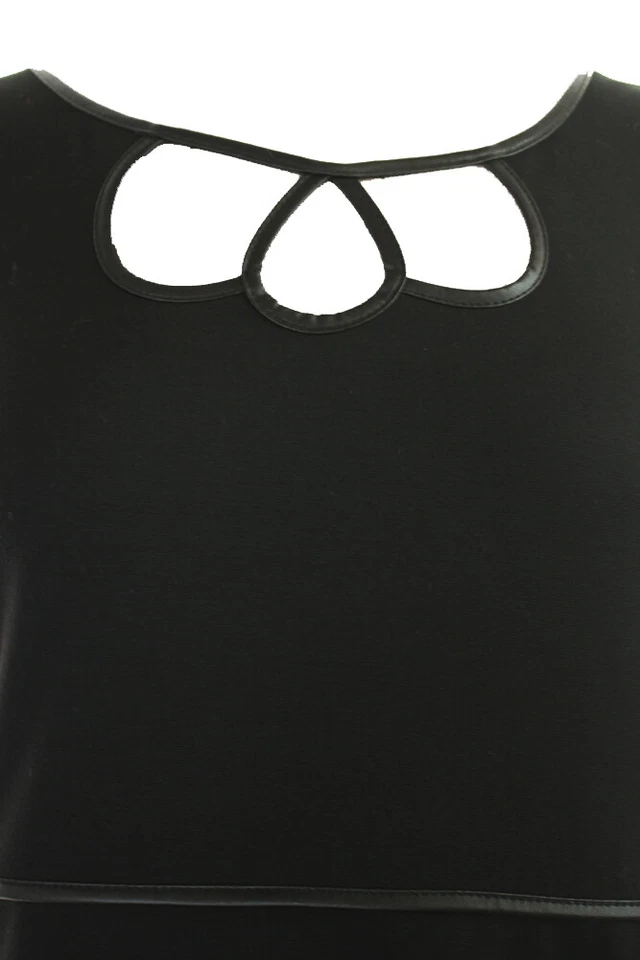 Vestido Vaina Studio M Negro Imitación Cuero Recortado M Foto 3 de 3