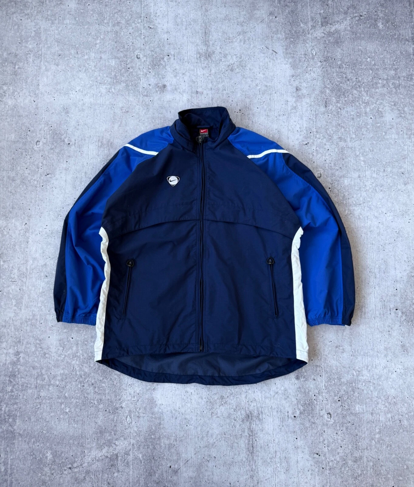 Nike Team Vintage Y2K Swoosh Logo Blue Jacket Size M