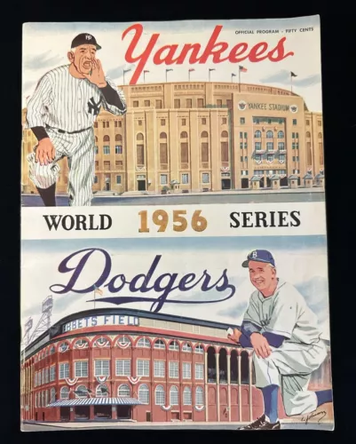 1956 NY Yankees World Series Program vs Dodgers - VG- EX partially scored