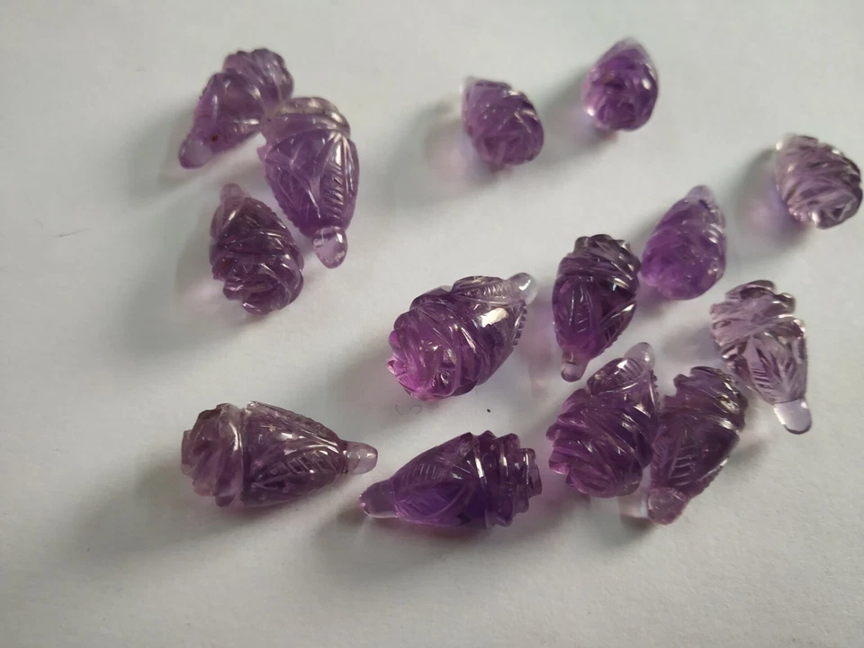 Amethyst Carving Flower 14 Piece Beautiful Carving 129.60 Cts Natural Gemstone - Image 4 of 4