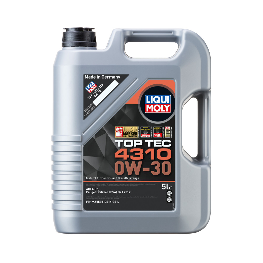 Huile moteur 0W30 Liqui Moly Top Tec 4310 évite l'usure à froid flacon 5L