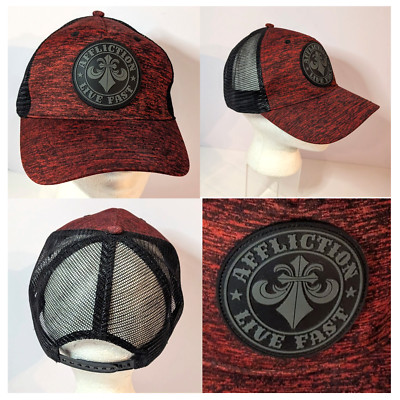 Affliction Hat Snapback Mesh Trucker Live Fast Y2K Cap One Size Heathered Red