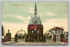 Washington Terrace Residential Private Place Front Gate Clock Vintage Postcard J