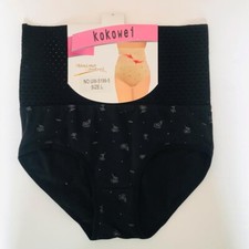 Women Flower High Waist Tummy Control Shape Intimate Underwear Panties Black L