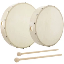Hand Drum Percussion Wood Frame Drum with Drum Stick 10 Inch 8 Inch for Kids