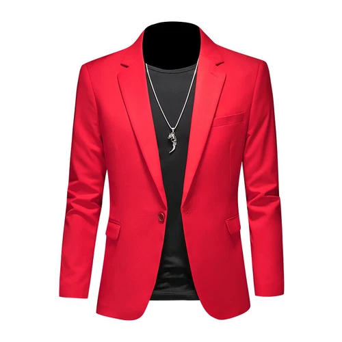 Men's Jacket Suit Blazer Slim-Fit Suit Wedding Business Dress Casual Suit Tops - Picture 9 of 31