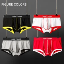 4PCS Sexy Men's Cotton Boxer Briefs Fashion Solid Low Waist Four Corners Pants