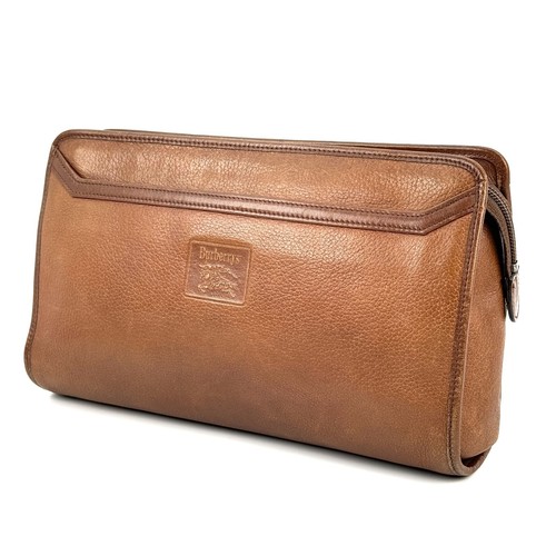 Burberry Nova Check Clutch Bag Leather Brown Auth From Japan Auth