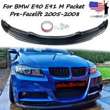 Carbon Fiber Look Front Splitter Spoiler For BMW E90 E91 M-Tech 2005-08 Pre-LCI