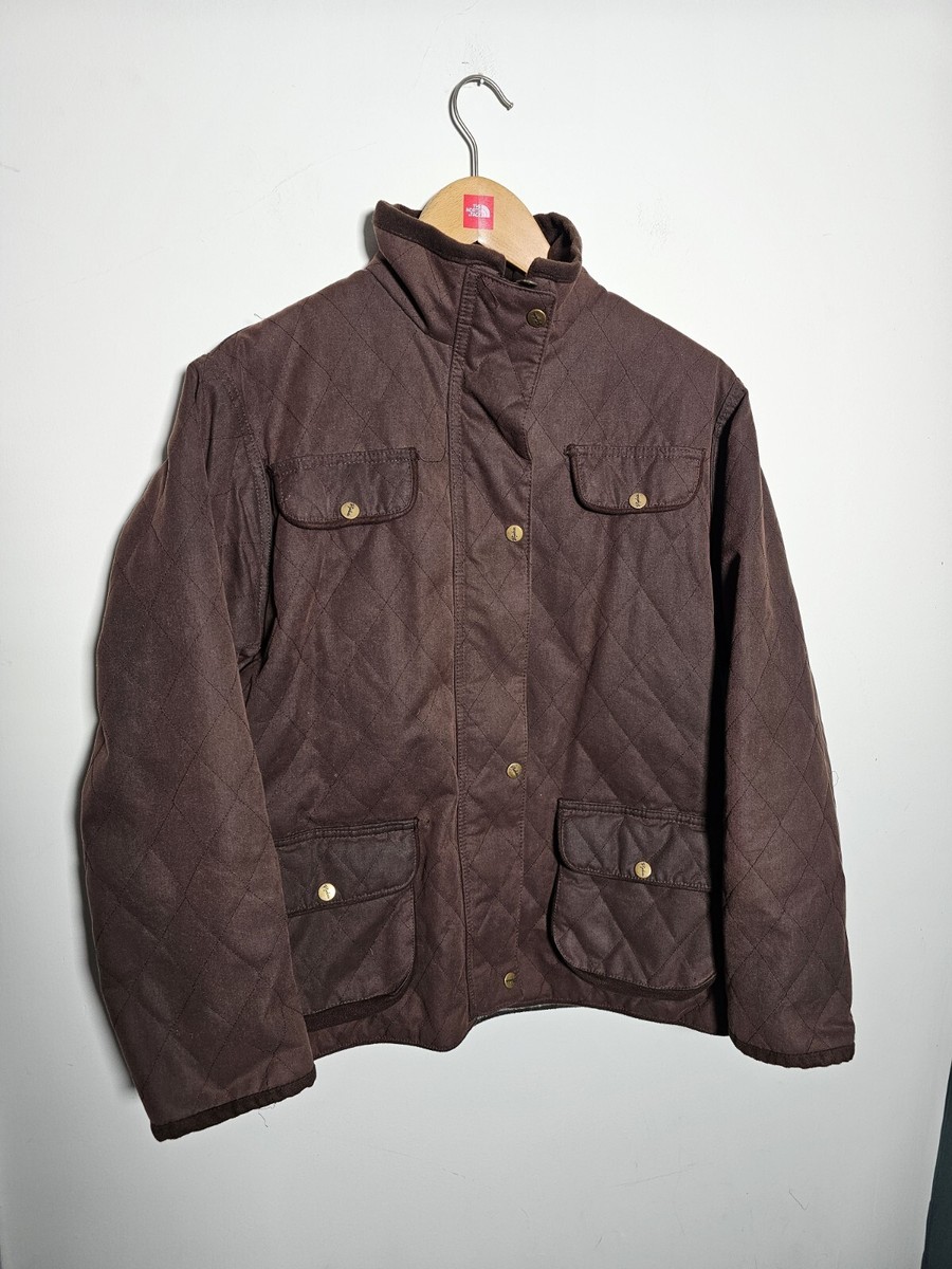 Rydale Wax Cotton Jacket Women's UK 14 Brown Quilted Tartan Lining