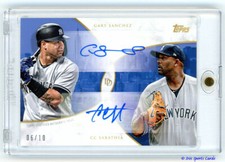 2019 Topps OnDemand Dynamic Duals Auto Gary Sanchez CC Sabathia 06/10 Blue NYY