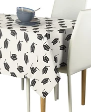 Graduation Caps Allover Signature Tablecloth Assorted Sizes
