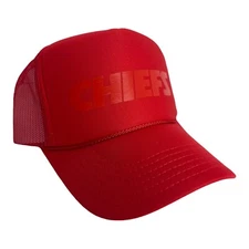 NEW KANSAS CITY CHIEFS RED CAP HAT 5 PANEL HIGH CROWN TRUCKER SNAPBACK VINTAGE