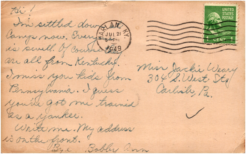 Camp O' Cumberlands in Harlan Kentucky KY Swimming Pool 1949 Postcard