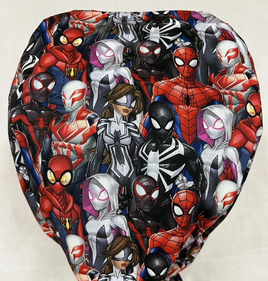 Men/Women Surgical Scrub Cap Lined Spider Ghost 100% Cotton - Image 3 of 3