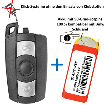 Schlüssel Ersatzgehäuse mit Akku für BMW X1 X5 1er 3er 5er 6er 7er Z4 E90 E91 E