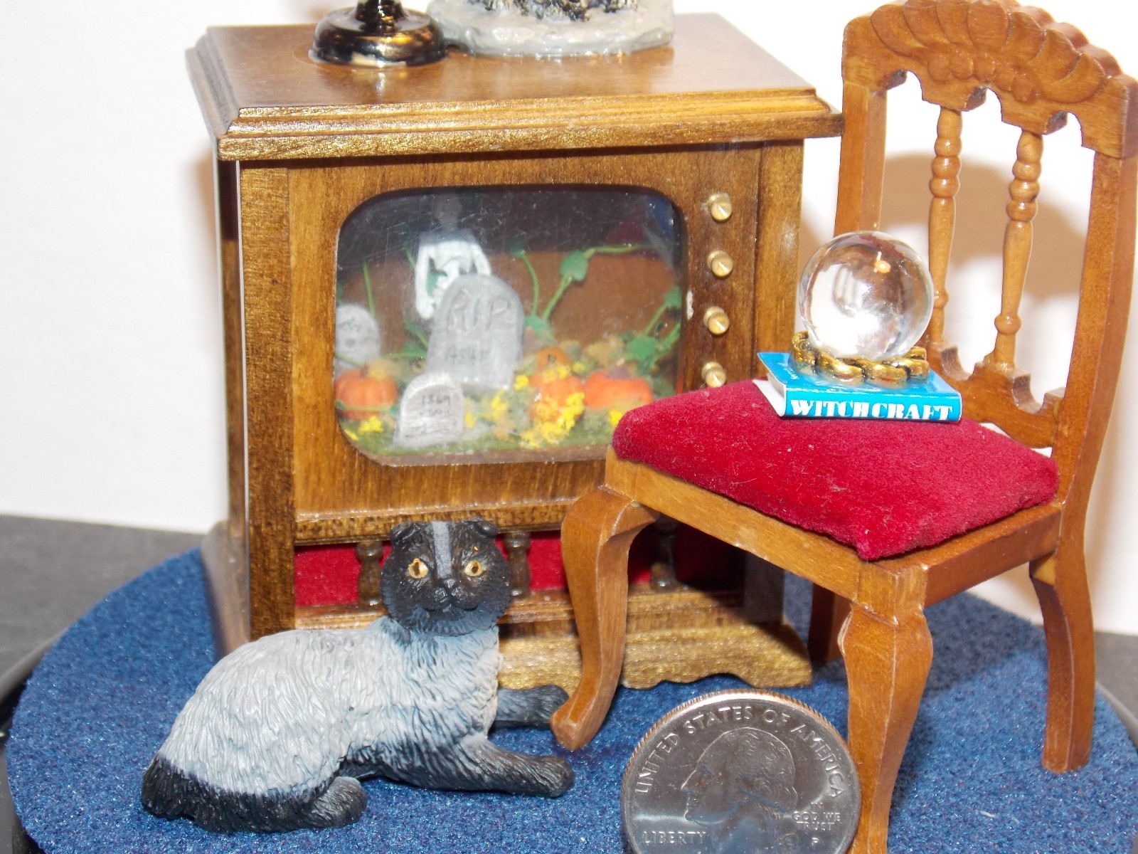 Dollhouse Miniature Halloween Dome TV Cemetery Scene 112 1 inch scale