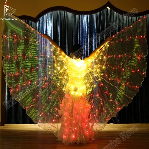 5 Modes LED Isis Wing Colorful Belly Dance Wing Led Accessory 360 Angel Sticks - Picture 6 of 18
