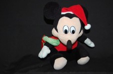 Disney Mickey Mouse Candy Cane Santa Hat Red White Vintage Plush 8" Toy Lovey