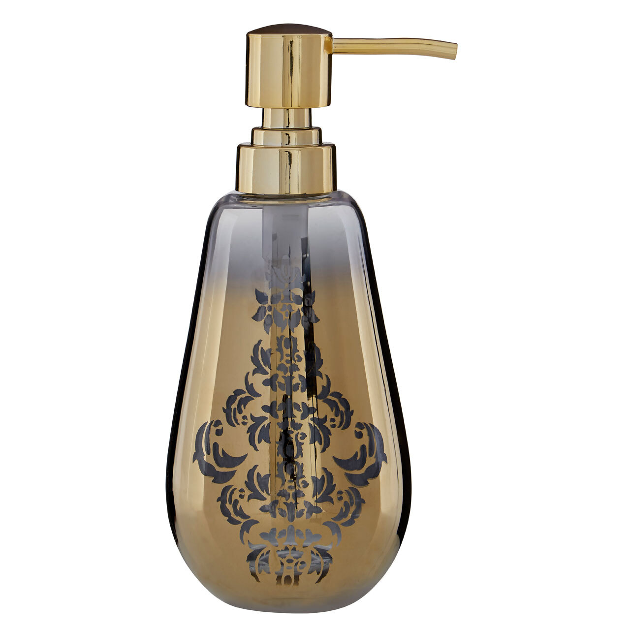 Elissa 395ml Lotion Liquid Soap Dispenser Gold/Glass With Manual Pump Bathroom