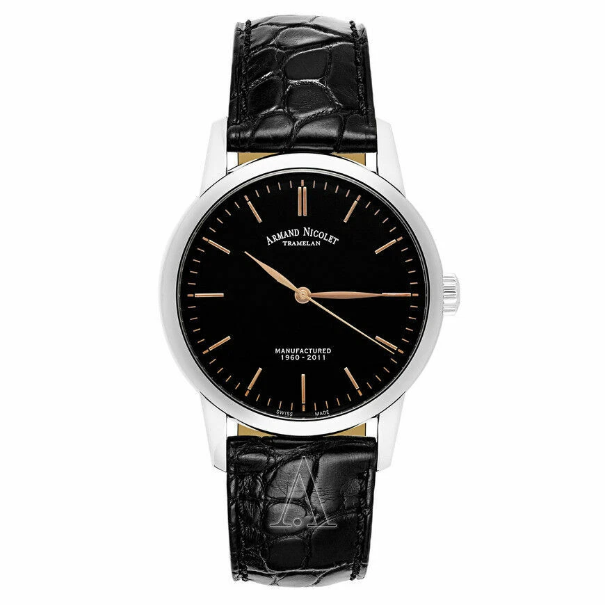 NIB Armand Nicolet L10 Manual Wind Watch w Black Dial Limited Ed