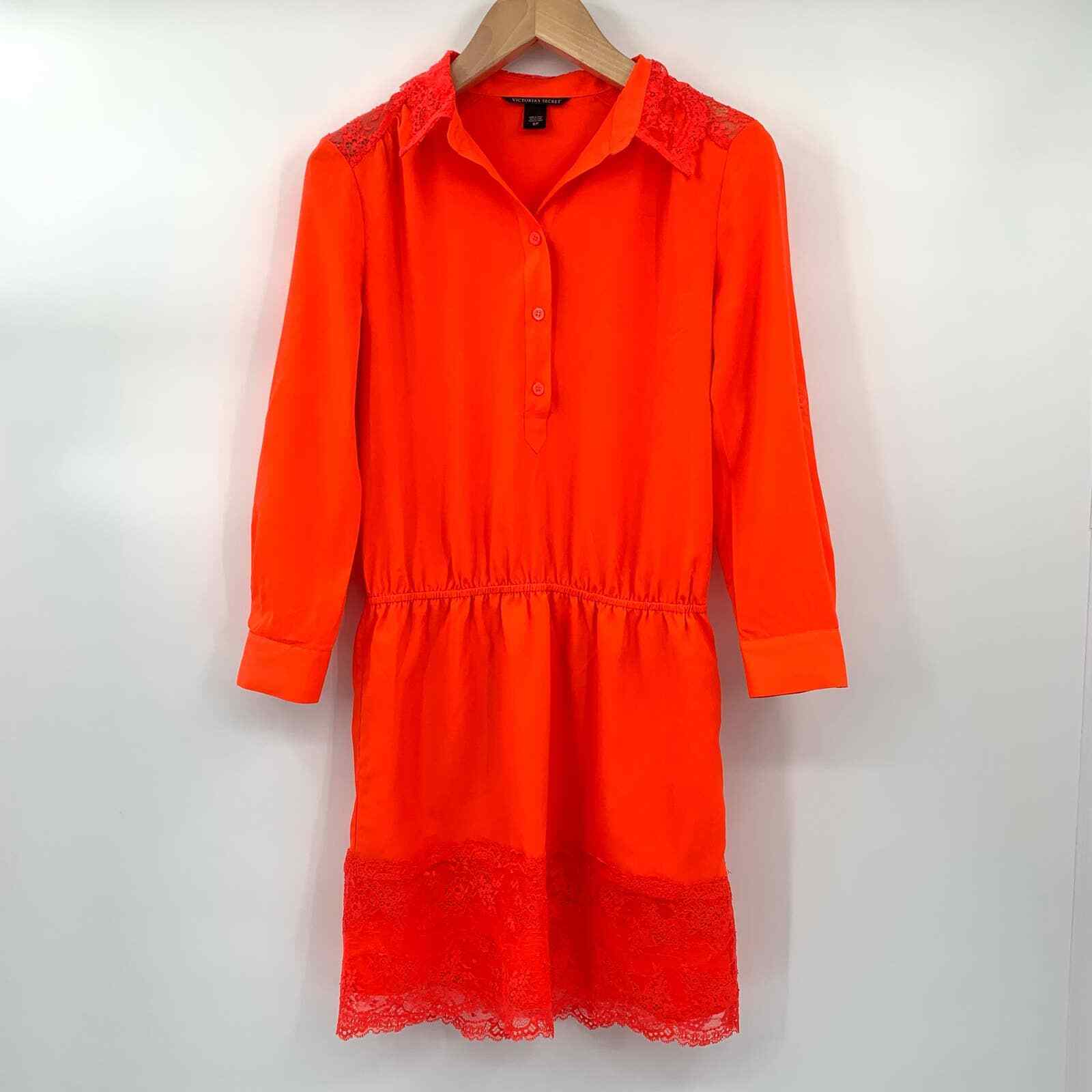 Victoria’s Secret Womens Size Small Shirt Dress Vibrant Coral/Orange