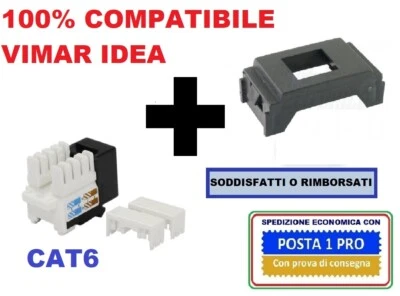 presa di rete dati rj45 cat6 compatibile vimar idea nero. internet - ethernet