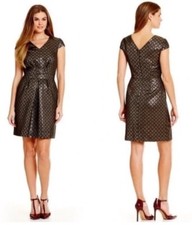 NWT Cremieux Womens Jonna Brocade Gold Dress Size 14