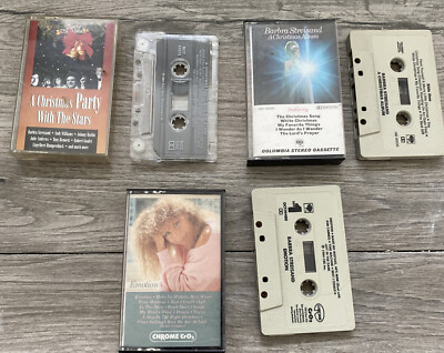 3 Barbra Streisand Cassette Tapes A Christmas Album & Emotion & Christmas Party