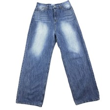 JJIM Wide Leg Jeans Men s L Blue 100 Cotton Korea Baggy Streetwear Y2K Skater