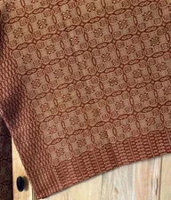 New Primitive Colonial Style RED COVERLET THROW Woven Tablecloth Blanket