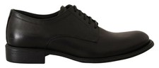 Dolce & Gabbana Black Lace Up Leather Men Formal Derby Men's Shoes Authentic