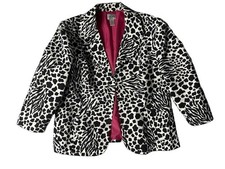 Chico's black-and-white pieced animal print blazer Size 3 / XL