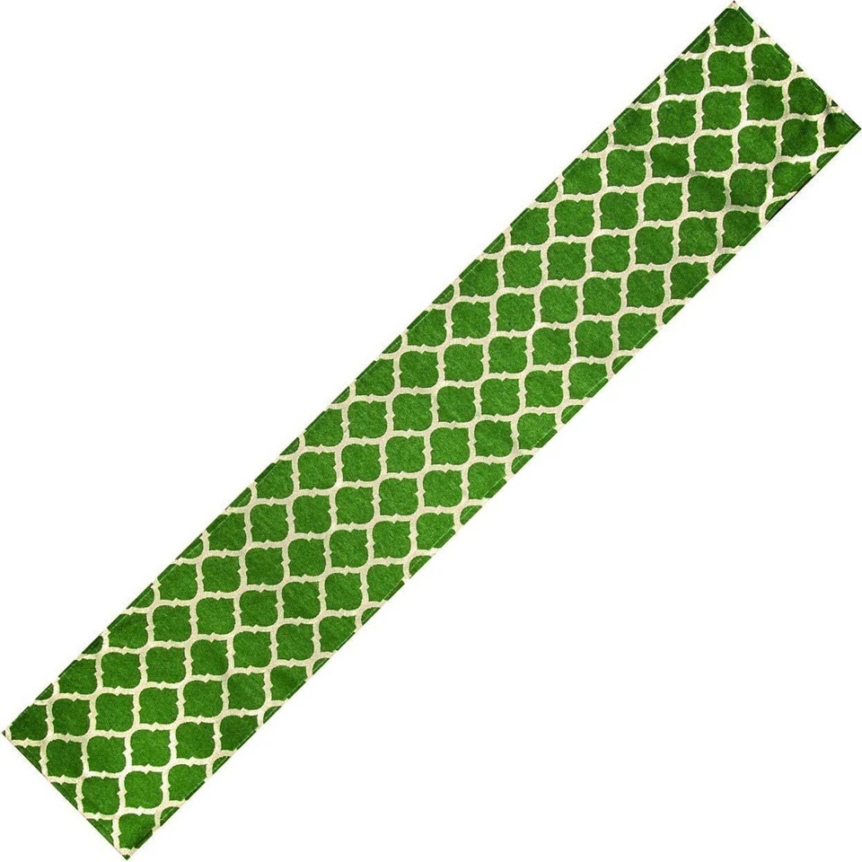 Moroccan Me Crazy Table Runner Ikat Mat Mediterranean Decor Green Shiny NEW - Image 4 of 4