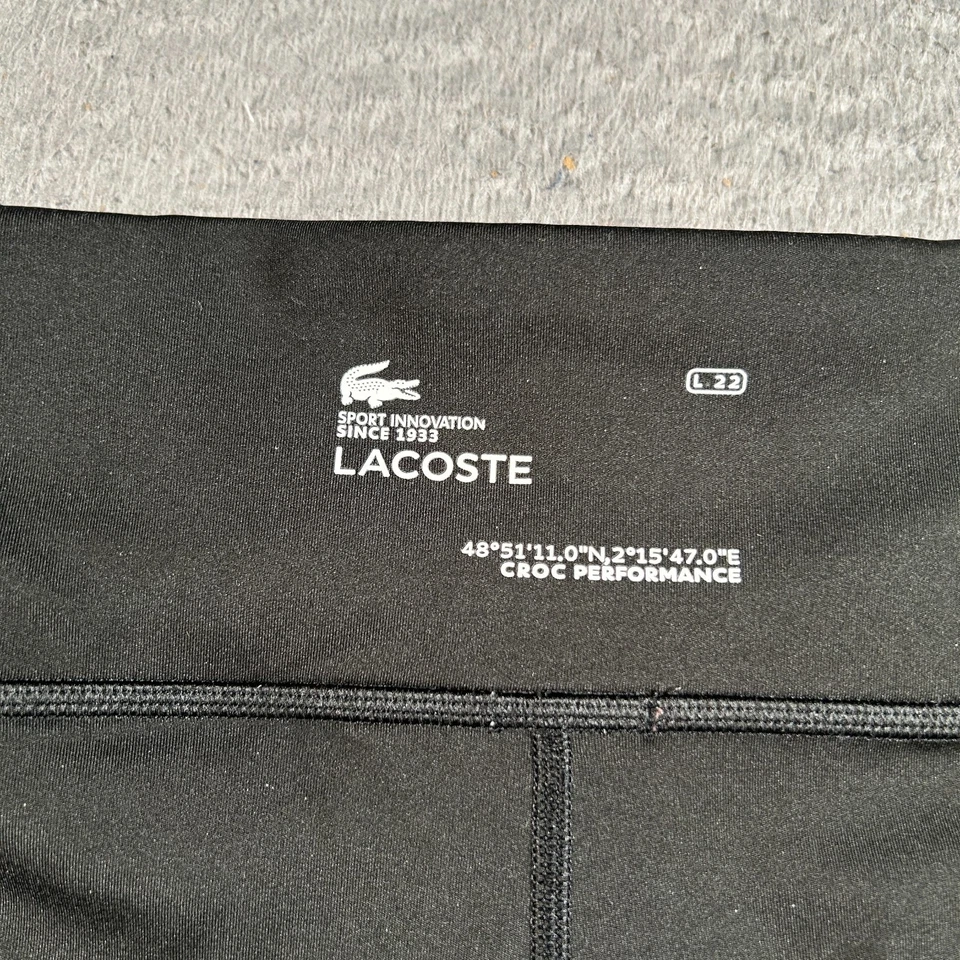 Lacoste Sport Leggings Womens Medium Black Mid Rise Workout Croc Performance - Image 4 of 4