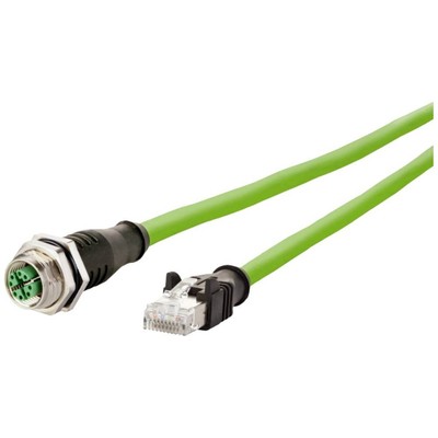 Metz Connect 142M2X25050 M12 Netzwerkkabel, Patchkabel CAT 6a S/FTP 5.00 m Grün