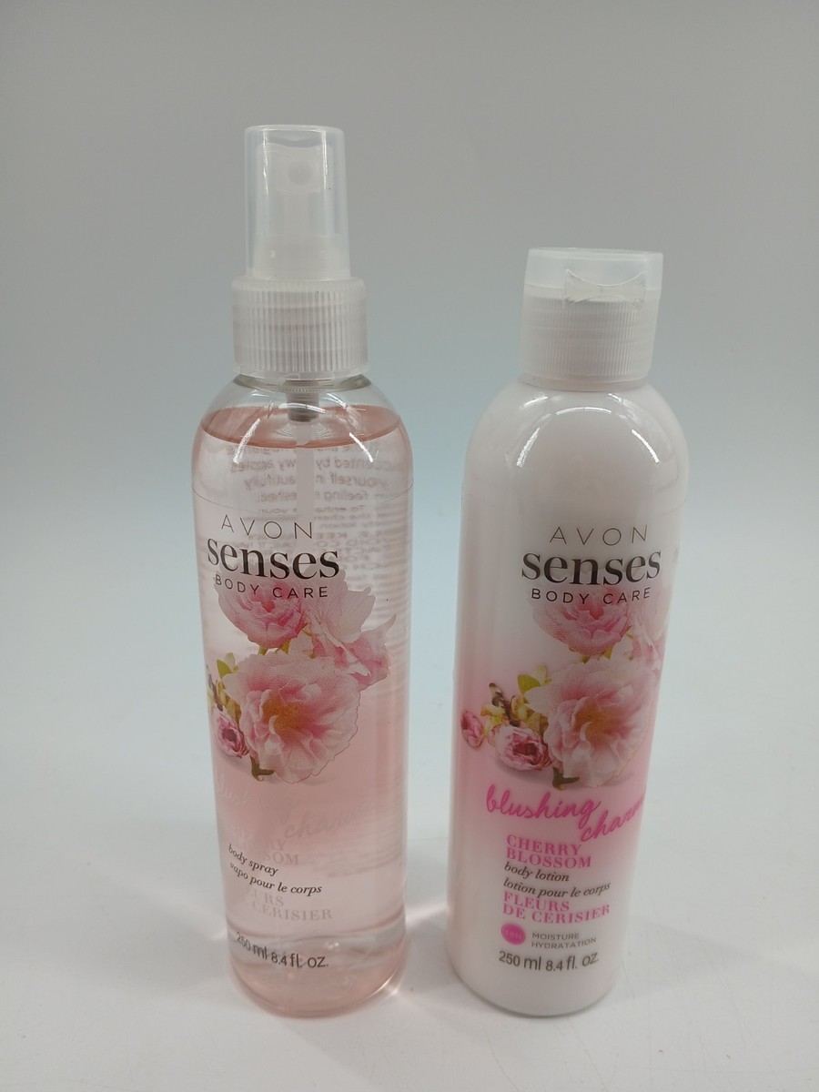 (Lot Of 2) Avon Senses Blushing Cherry Blossom Body Spray Lotion  Discontinued