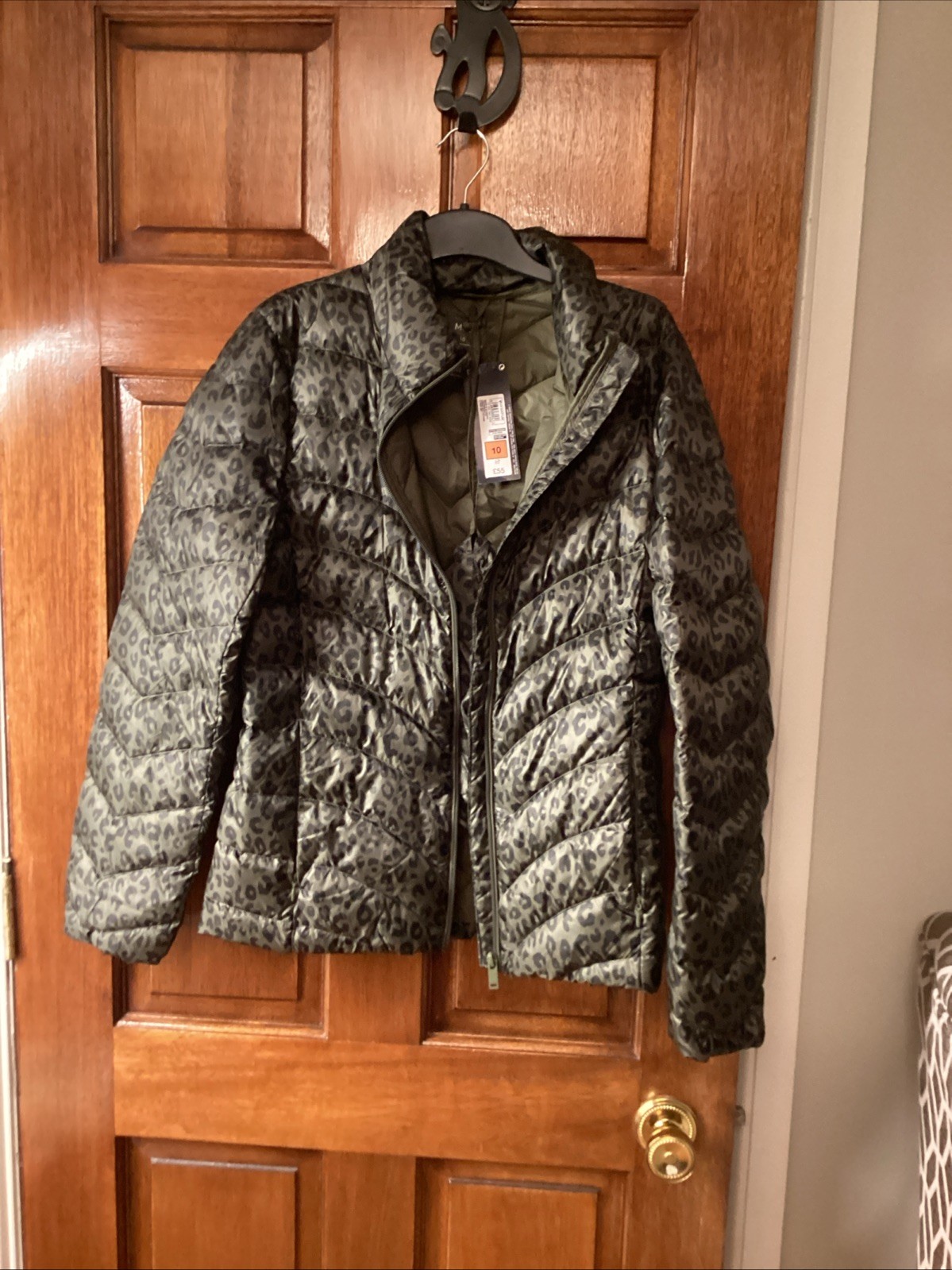 M&S BLACK KHAKI  FEATHER & DOWN PACKABLE JACKET UK SIZE 10 NEW