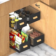 2 Pack Pull out Cabinet Organizer Fixed with Adhesive Nano Film, Simple Pull ...