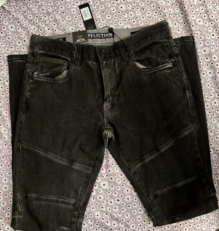 Affliction Gage Gray Faded Distressed Stretch Denim Jean Mens 30x34 New!!