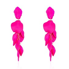 Long Acrylic Rose Petal Earrings Dangle Exaggerated Flower Statement Floral Tass