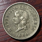 1886 Republica Colombia 5 Centavos World Coin KM# 184 Libertad Flanked by Sprays — photo 1
