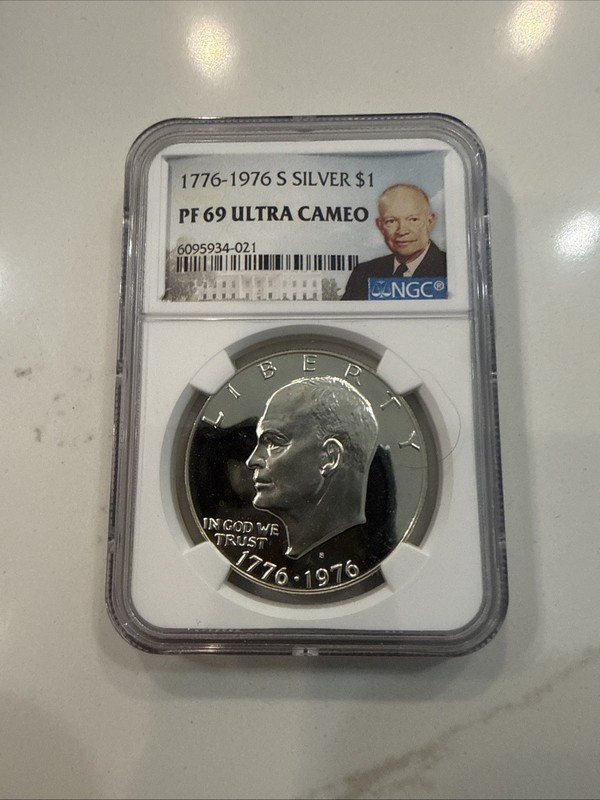 1776-1976 S Eisenhower “Ike” Silver Dollar, Bicentennial, NGC PF 69 Ultra Cameo