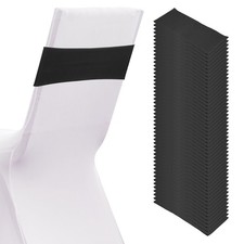 50 Pcs Spandex Chair Sashes Bows with Slider Buckle Black