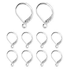 10pcs 925 Sterling Silver Leverback French Earring 16 x 10 mm, 10PCS-Silver