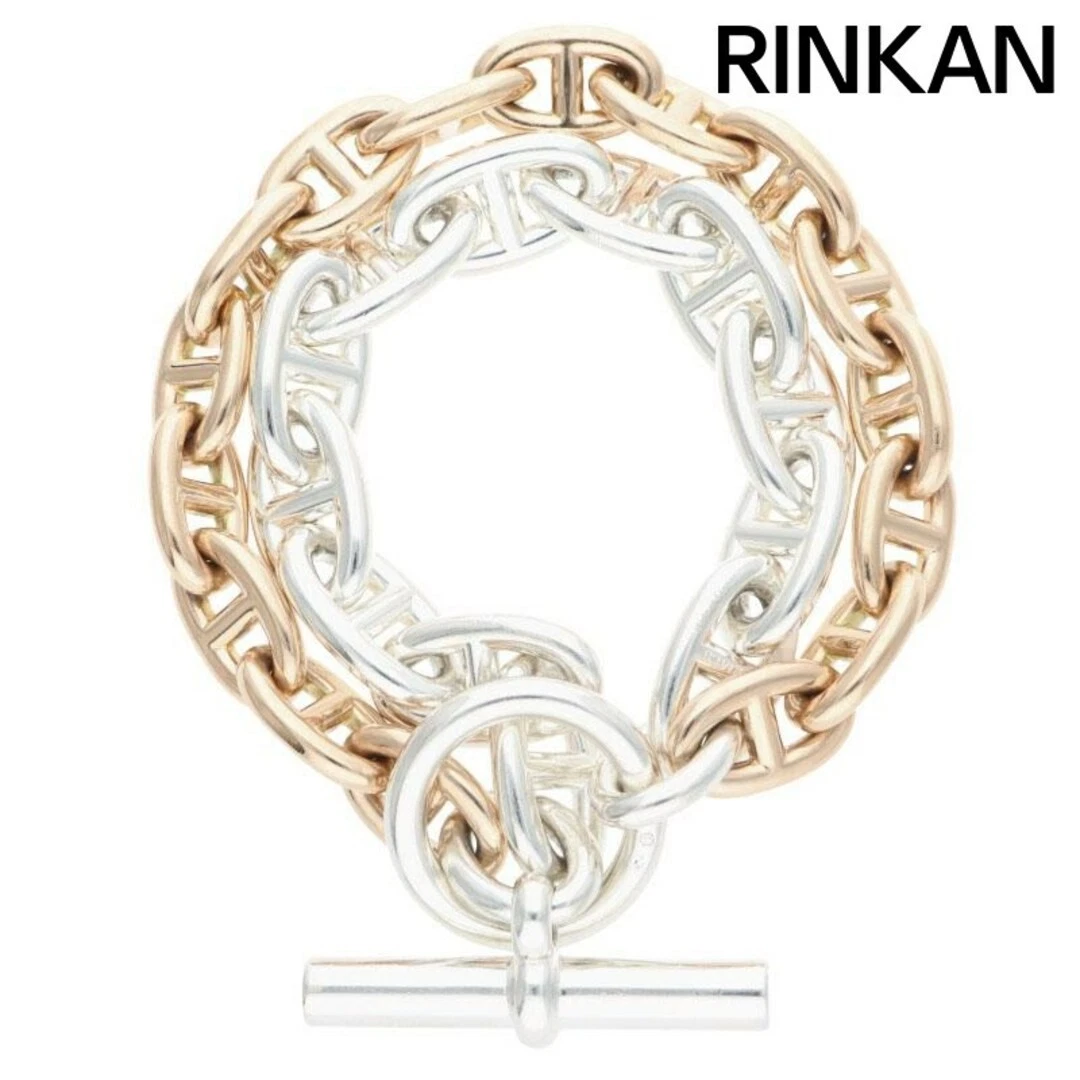 HERMÈS Bracciale Hermes Chaine d'Ancre GM MM K18PG Argento Shane Caviglia 2 Catene Uomo