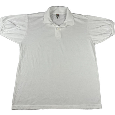VTG Fruit of the Loom BEST Shirt Mens XLarge White Polo Short Sleeve Blank NOS