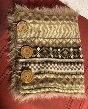 Muk Luks Knit Boot Covers PAIR Leg Warmers Faux Fur Winter Reversible